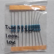 10x Resistor 0.5Watt - 100K Ohm 1/2W 1% Metal Film