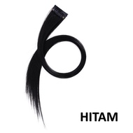 Hair Clip Wig Colour Highlight Rambut Sambung Palsu Extension Wanita Korea Panjang 55cm Jepit Lurus 