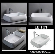Lavabo - chậu rửa mặt vuông trắng T01