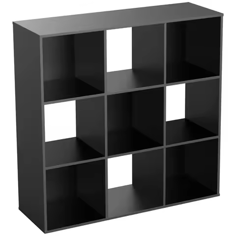 JHK 9 Cube Storage Organizer Wooden Shelf Bookcase Open Bookshelf for Living Room and Home Office Di