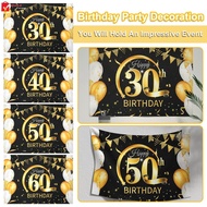 30th 40th 50th 60th Large Happy Birthday Banner Black Gold Birthday Party Background Decor 80 x 120C
