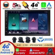 【4G SIM+5G WIFI +8Core】7 inch 2din Android Player Car Radio Monitor Android14 Head Unit Support Wire