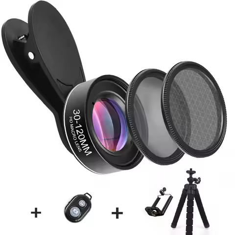Long-distance 30-120mm Macro Lens 4K HD Phone Camera Lens CPL Star Filter Tripod for iPhone 13 11 Mo