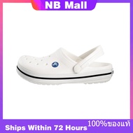 ของแท้พิเศษ Crocs Crocband White Shoes Non-Slip Thick Sole Beach Sandals 11016-100 รองเท้าผ้าใบผู้ชา