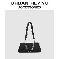 URBAN REVIVO new women accessories niche design shoulder bag AW07TG1N2000 . กระเป๋าสะพาย Black