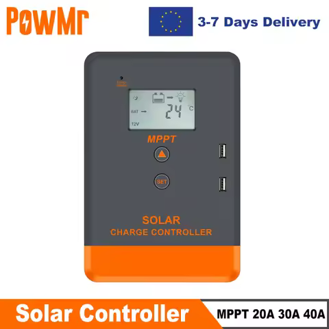 PowMr MPPT 40A 30A 20A Solar Charger Controller 12V 24V Solar Panels Regulator Charger for Lead Acid
