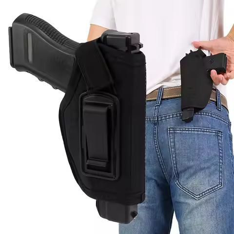 Outdoor leather case concealed carrying leather case metal clip nylon pistol case air gun bag variou