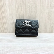 Chanel黑色荔枝皮熊貓配色19mini短夾