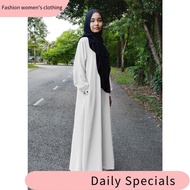 classicism ❇Jubah Putih Muslimah Hitam Murah Jubah Hawa Ironless Women Dress Tanpa Gosok Plus Size XS to 6XL Black White Cey✥