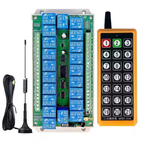 2000m DC12V 24V 21CH 433MHz Relay RF Wireless Remote Control Switch Receiver Transmitter Suction Ant