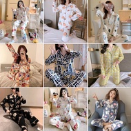 Ready Stock Women Pajamas Baju Tidur Perempuan Pyjamas Long Sleeve cotton home dress home