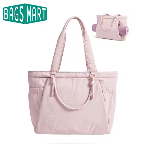 BAGSMART Large Capacity Tote Handbags for Women Lightweight Yoga Mat Gym Bag Multi Pockets School Co
