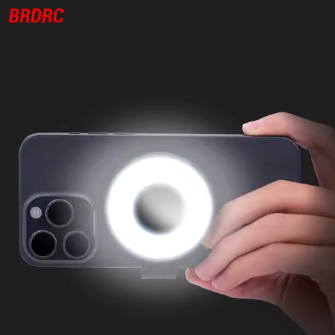 BRDRC Selfie Light for iPhone 16 15 14 13 Pro Max Magnetic Fill Light Adjustable Phone Stand Vlog Vi