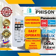 Panasonic KDK Midea Alpha Milux Euro-UNO Khind Rubine Morgan Mistral Deka Fanco  Universal Fan Remote Control All Brand