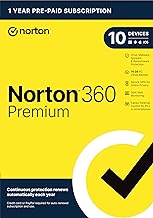Norton 360 Premium 2021 – Antivirus software for 10 Devices with Auto Renewal - Includes VPN, PC Cloud Backup &amp; Dark Web Monitoring powered by LifeLock [Key card]