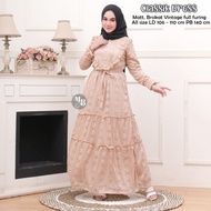 Gamis Classik Dress Full Brokat Vintage Baju Muslim Wanita Modern / gamis brokat kombinasi / gamis d
