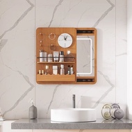 ✿FREE SHIPPING✿Solid Wood Hidden Bathroom Mirror Cabinet Smart Bathroom with Light Bathroom Mirror Wall-Mounted Storage Box Storage Rack Mirror