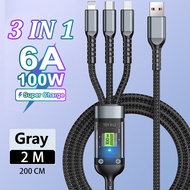 VAORLO Original 3 IN 1 Fast Charging Cable 1.2M 100W Type-C Data Transmission Line Micro USB Lightni