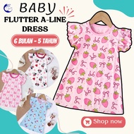 CantikBaby Baju Tidur Bayi & Kanak-Kanak Lengan Flutter A-line Comel Kain Sejuk 1Tahun-6Tahun Cute K