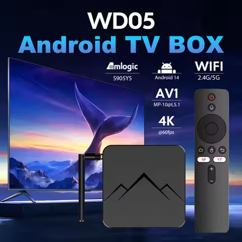 Android 14 WUDUNG WD05 AV1 Smart TV Box 2.4G & 5G Dual-Band WiFi 6 4K HD Set-Top Box Media Player Am