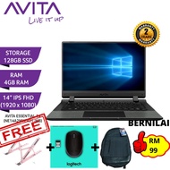 [READY STOCKS] AVITA Essential 14 Laptop (Celeron-N4000 2.60GHz,128GB SSD,4GB,14" FHD,W10 S MODE)