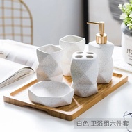 Ceramic Bathroom 4-piece Set Nordic Style Bathroom Supplies Ornaments for Gift Giving Mouthwash Cup
