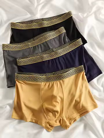 4PCS new personalized fashion men's underwear comfortable breathable men's boxers