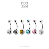 NooYoo จิวสะดือสำหรับผิวแพ้ง่าย Double Crystal Surgical Steel (ขาว/รุ้ง/ฟ้า/ชมพู)