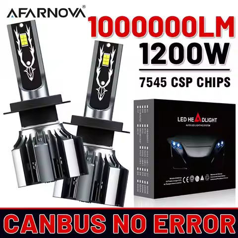 2PCS H4 LED Headlight 1200W 7545 CSP Chips LED H7 H1 H11 H8 9005 9006 HB3 HB4 H9 6500K Auto Fog Ligh