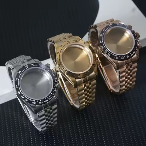 39mm Watch Case Accessories Stainless Steel Sapphire Crystal Waterproof For Seiko Movement VK63A For