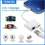 FEINODI Lightning iPhone USB Type C to RJ45 Ethernet lan adapter/Cable,Lightning iPad pro to USB3 OTG HDMI Camera card reader/dongle with power charging port Support 100Mbps internet/POS System