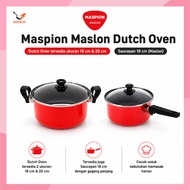 Maspion Dutch Oven Pan 18 cm 20 cm & Maslon Saucepan 18 cm Multipurpose Cooking Pan pilihan Size - D
