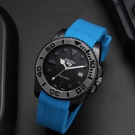 HITAM Send TODAY! Seiko Date 7058 Men's Watch Full Rubber Strap Black Black - Blue B3L57