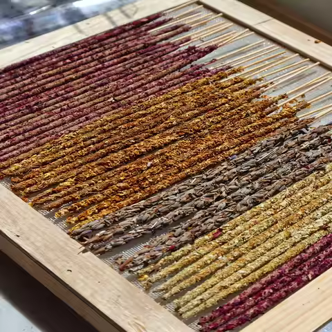 Argentinian Hand-Rolled Incense Sticks in a Box, Containing 6 Scents Including Osmanthus, Rose, Jasm