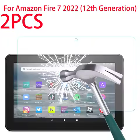 2 Packs Tempered Glass Screen Protector For Amazon Kindle Fire 7 2022 12th Generation 7 inch Protect