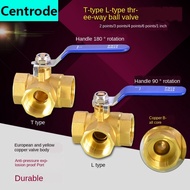 1/2 IN copper three way ball valve T type L type 1/4IN 3/8IN 3/4 IN 1 IN inner wire valve switch water pipe heating joint