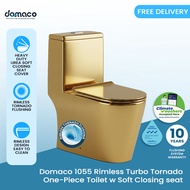 Domaco 1055 Rimless Turbo Tornado One-Piece Toilet w Soft Closing seat cover