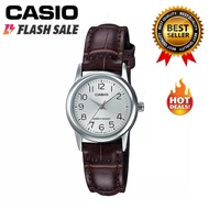 Casio V002 Quartz Silver Dial Brown Leather Band Watch for Women(Brown)