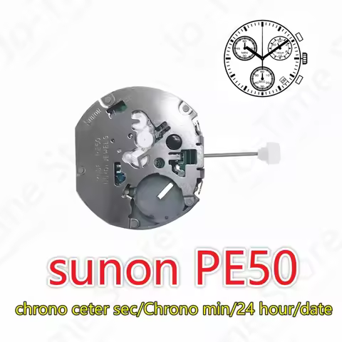 Sunon Pe50 Quartz Watch Movement Six-Pin Single Calendar 2/6/10 Small Seconds Multi-Function Watch A
