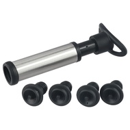 <FEELING-SG>  Wine Saver Pump With 4 x Vacuum Bottle Stoppers Stainless Steel New