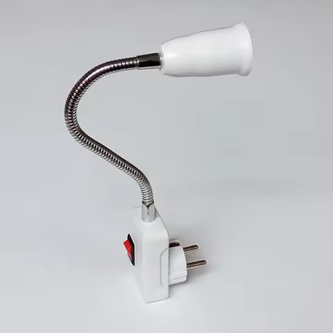 20cm 30cm 50cm Flexible EU US Plug to E27 Lamp Holder with Switch Rotating Lamp Base Table Lamp Conv