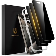 UNBREAKcable Privacy Screen Protector for iPhone 15 Pro, [3 Pack] Shatterproof Tempered Glass [25°An