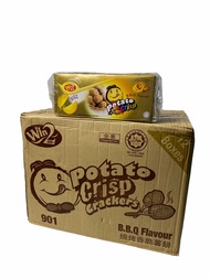 POTATO CRISP CRACKERS!! BBQ บาร์บีคิว กล่องสีน้ำตาล..20g 1ลัง/12กล่อง ราคาส่ง ยกลัง สินค้าพร้อมส่ง