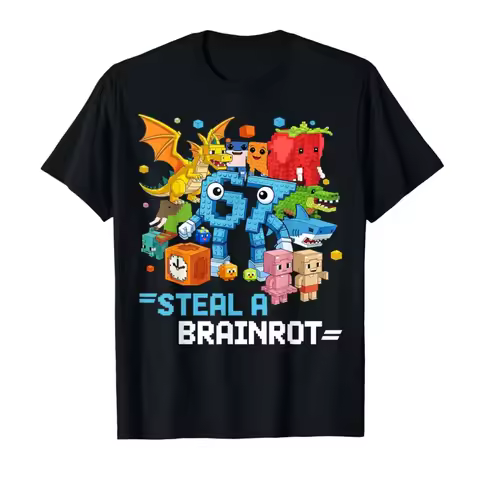 Meme 6 7 Six Seven Bruh 67 Steal A Brainrot Gift for Boy Kid T-shirt For Men Women 100% Cotton T Shi
