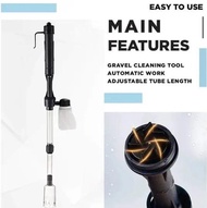 codElectric Powerful Suction Aquarium Syphon Operated Fish Tank Sand Washer Cleaner 220V Vacuum Grav