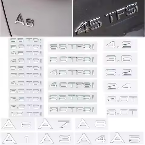 Car Trunk Sticker 3D ABS Glossy Black 2.0 2.5 3.0 4.0 5.0TDI 30 35 40 45 50 55 TDI For Audi A1 A3 A4