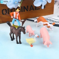 ISITA Figurines Horse Sheep Farmland Worker Home Decor Crafts Pig Fairy Garden Ornaments