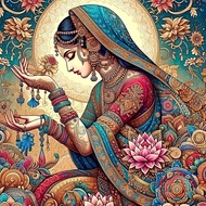 1 Piece Indian Women and Flowers Diamond Painting Set IY Diamond Art with Pre-Cutting Laboratory Cul