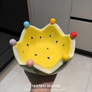 Watermelon fruit plate ceramic fruit fork set large capacity living room coffee table fruit bowl pla