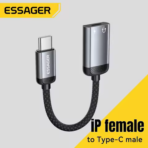 Essager Type-C To Lightning Audio Adapter Cable USB-C Female to Lightning Male OTG Converter for iPh